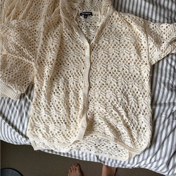 Steve Madden Avana Cream Button Down Crochet Top size S - Picture 6 of 8